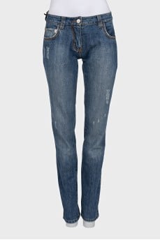 Low-rise jeans with an accent logo