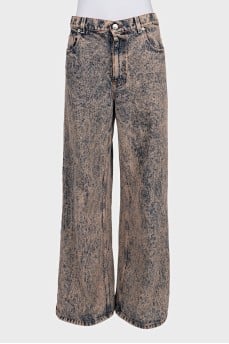 Wide-leg jeans with a distressed effect