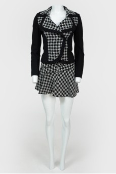 Suit with fitted jacket and miniskirt