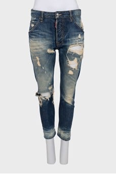 Cropped ripped jeans