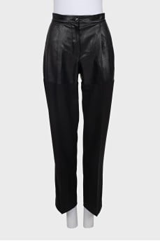 Straight-leg trousers with leather inserts