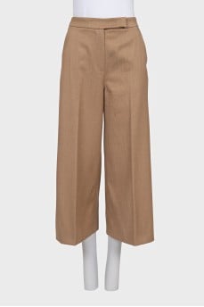 Cropped high-waisted wool trousers