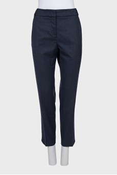 Straight-leg blue trousers with creases