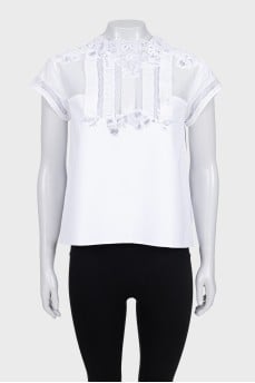 White blouse with lace top