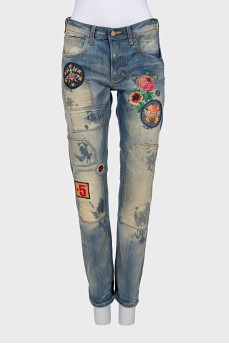 Vivienne Westwood x Lee Straight-leg jeans with patches