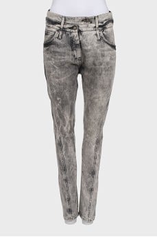 Сірі джинси з подвійним поясом
