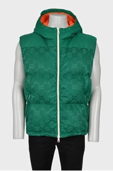 Men's green hooded vest