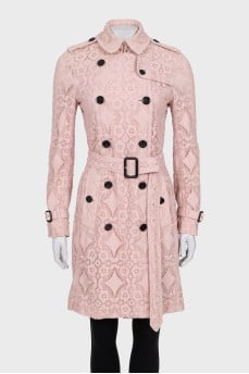Мереживний тренч із поясом