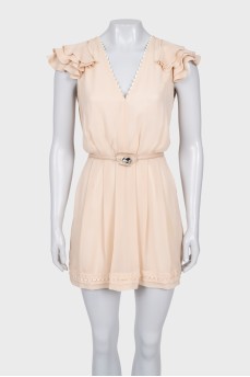 Dress with belt and crystals