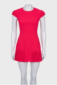 Pink cocktail dress with ruffles