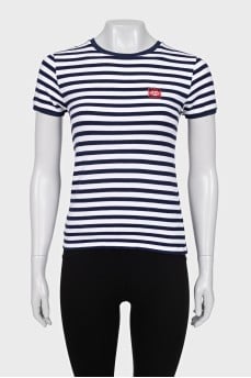 Striped T-shirt with embroidered logo