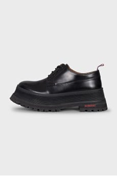 Black leather derby shoes