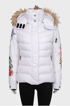 White down jacket with embroidery