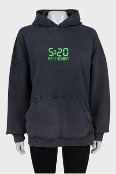 Gray oversized hoodie with tag