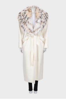 Wool and cashmere coat with removable fur