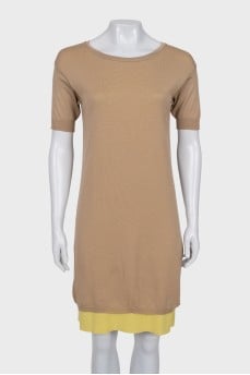 Wool dress with contrast lining