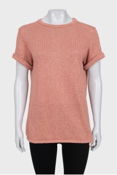 Drawstring T-shirt decorated with sequins