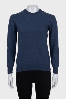 Blue woolen tapered jumper