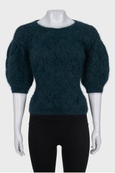 Fitted jumper with puff sleeves