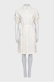 Button-down shirt dress with belt