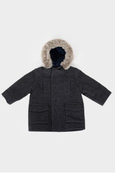 Jacket for children with a hood with fur
