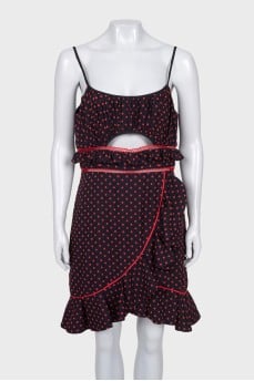 Dress with thin straps in a small print