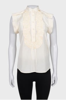 Sleeveless straight button-down blouse