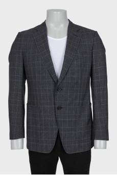 Men's wool blazer with a checkered print