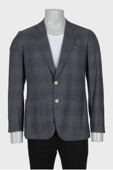 Men's wool jacket with a check print