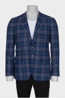 Men's checkered cashmere and wool jacket