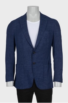 Men's blue wool, silk and linen jacket