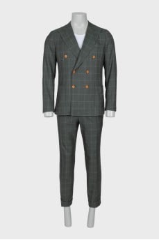 Men's green checkered suit