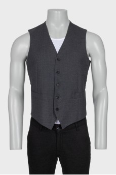 Men's gray wool and silk vest