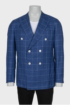 Men's blue double-breasted jacket