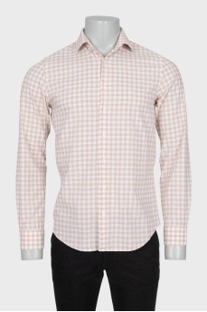 Men's beige checkered shirt