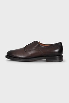 Men's brown leather lace-up shoes
