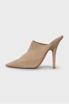 Textile mules with heels