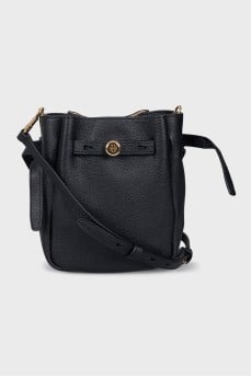 Grained leather bucket bag