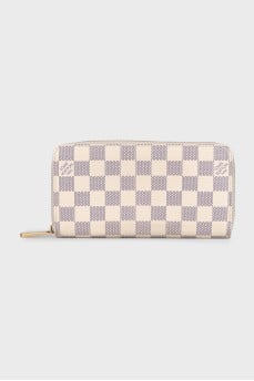 Beige canvas wallet with signature print