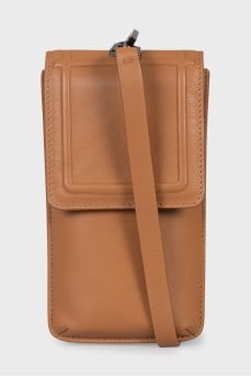 Brown phone case with strap