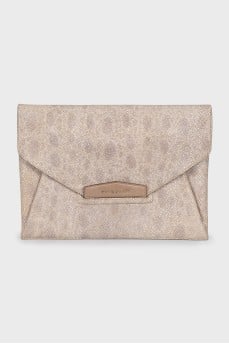 Rectangular brown leather clutch