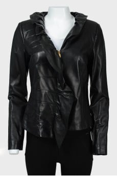 Asymmetric jacket with frill