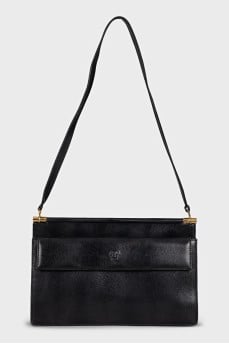 Leather rectangular bag with gold-tone hardware