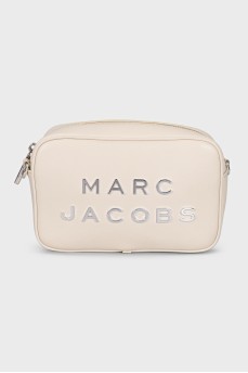 Beige crossbody bag with logo