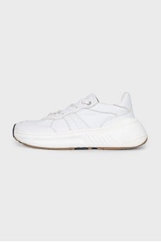 White sneakers with logo laces