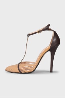Two-tone patent-toe shoes