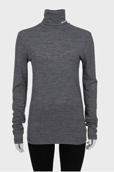 Gray turtleneck with logo on the collar