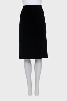 Black velvet pencil skirt