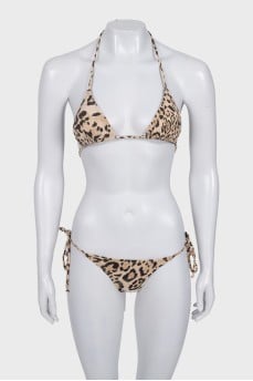 Animal print two-piece swimsuit with tag