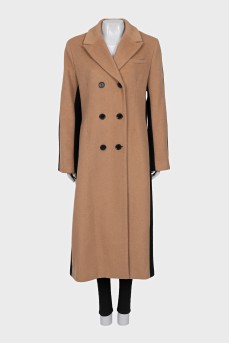 Two-tone double-breasted coat